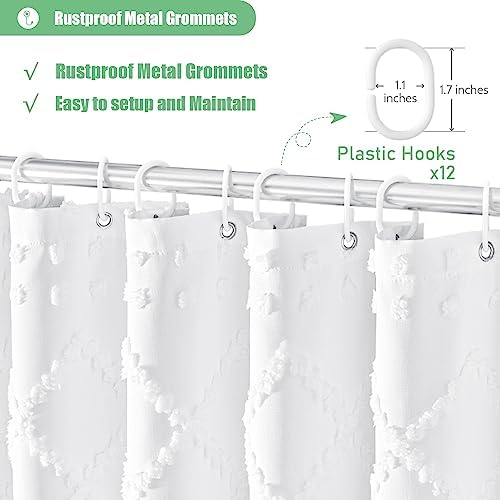 Water droplets repelling off the premium waterproof polyester fabric surface of the Dynamene bohemian bathroom curtain.