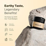 Essencraft Himalayan shilajit resin supplement fact label and purity test information.