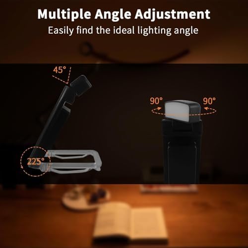 Close up of Qumox reading lamp clip mechanism on a hardcover book