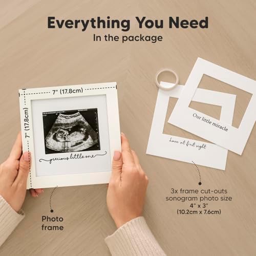 KeaBabies ultrasound photo frame displayed on a modern nursery tabletop next to baby decor.