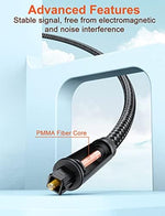 Close up of Vanaux braided optical audio cable end