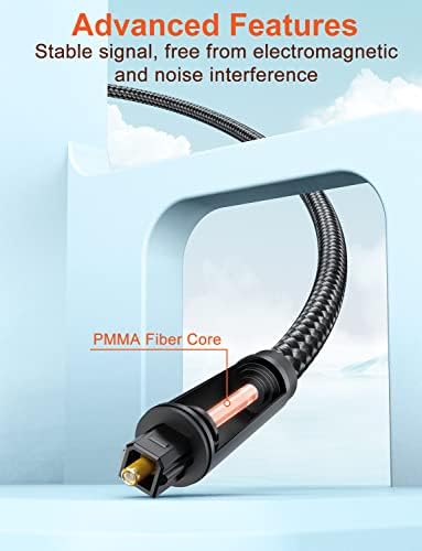 Close up of Vanaux braided optical audio cable end