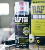 Close up of Raptor 2K aerosol nozzle and textured coating finish