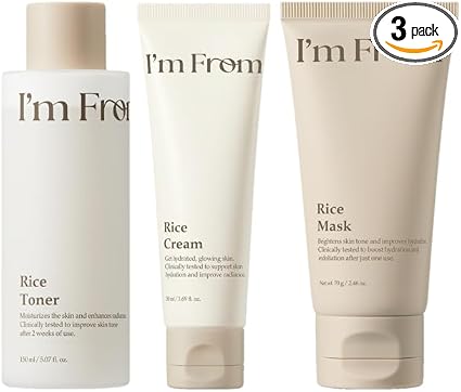 I'm From Rice Glow Skin Trio set bottles front view