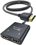 WARRKY dual screen mirror multiplier showing the integrated nylon braided cable