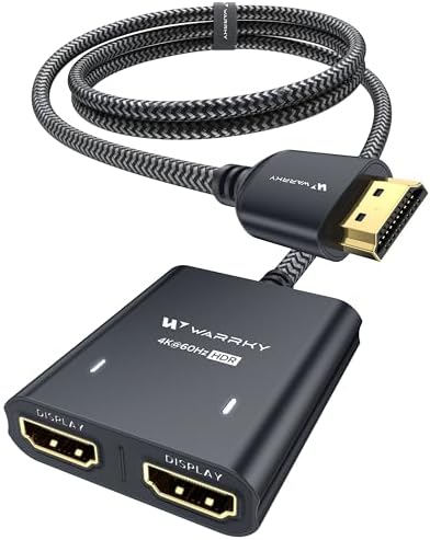 WARRKY dual screen mirror multiplier showing the integrated nylon braided cable
