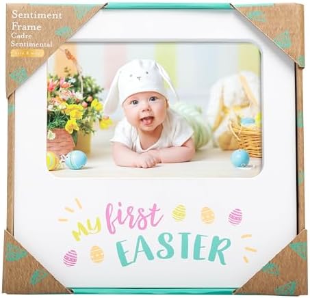 Close up view of the festive pastel lettering on the Kate and Milo holiday frame