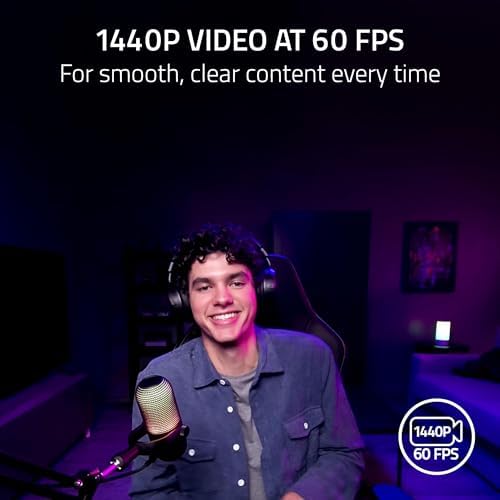 Razer gaming camera mounted on a laptop screen displaying the wide angle lens setup.