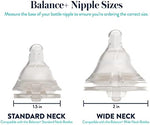 Close up of Evenflo slow flow silicone nipple showing the natural slope design for wide latching