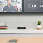 Close-up view of a minimalist plastic security cap for desktop video setups