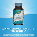 Authentic USA imported Nature's Way 5-HTP bottle showing gluten free and vegetarian certifications
