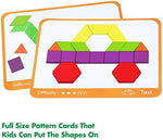 Close up view of SpriteGru non toxic wooden geometric pattern blocks in six distinct shapes