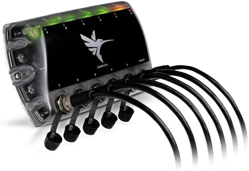 Humminbird multi port fish finder connection hub displaying LED status lights