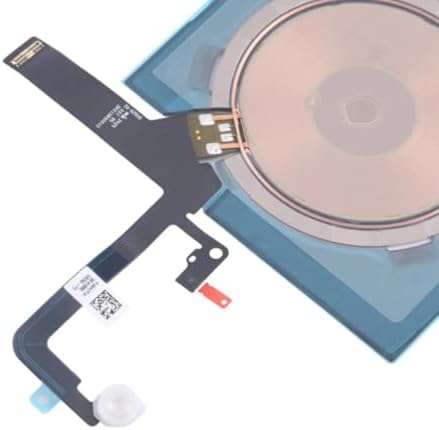 Close up view of the internal flex cable connector and integrated NFC chip module repair part for smartphone restoration