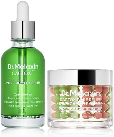 Dr. Melaxin Cactox Pore Lock-In Serum and Dual Capsule Cream duo set front view