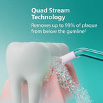 Close up of Quad Stream nozzle tip showing X-shaped water flow technology.