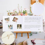 Side profile of 1DOT2 wedding guest book showing sewn binding