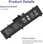Lithium polymer laptop battery for GA502 gaming notebook top view