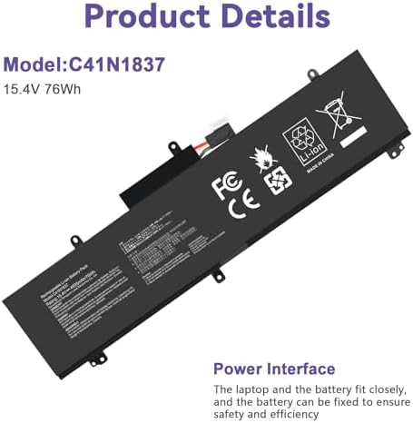 Lithium polymer laptop battery for GA502 gaming notebook top view