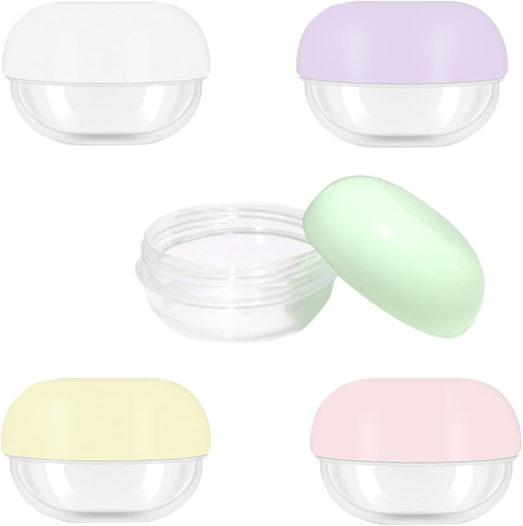 GAQWOK small travel containers front view showing five colorful macaron shaped jars