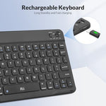 Rii slim wireless keyboard rear side view highlighting the sturdy aluminum and plastic enclosure construction