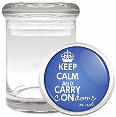 Perfection In Style Keep Calm And Carry On Medical Glass Jar front view storage container