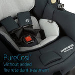 Maxi-Cosi Mico XP Max connected to its stay-in-car MaxiLock base with the anti-rotation stability leg extended.
