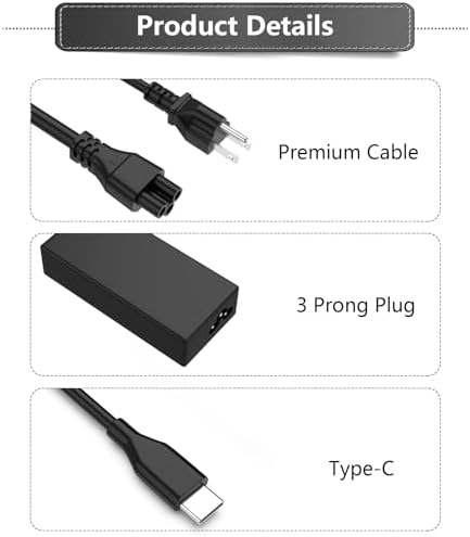 Full product bundle view including the main adapter brick and extended power cable stretched out for length comparison.