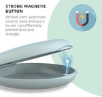 Ralegy ultra thin travel friendly dental container illustrating its compact low profile shape.