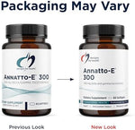 Close up shot of the 300 mg tocopherol free tocotrienols product label information.