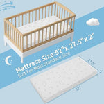Premium foam crib mattress showing the edge to edge fit on a standard toddler bed