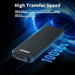 FIDECO NVMe to USB adapter showcasing the internal PCB board slots matching multiple drive sizes.