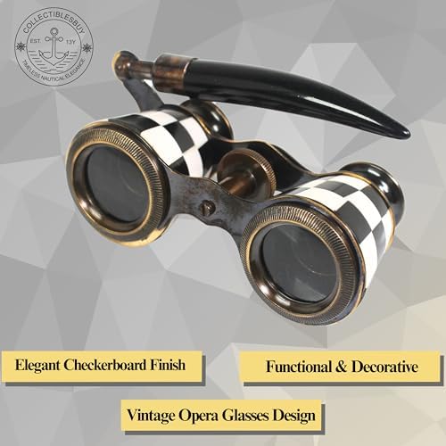 Close up of manual focus wheel on brass theater glasses