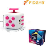 FIDGYB anti-stress cube showing the smooth joystick glide and clickable button sides