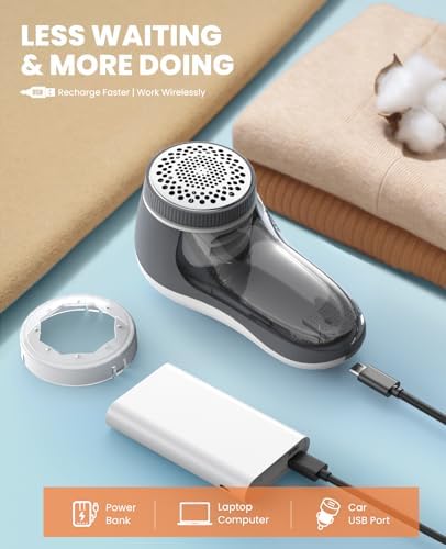 POPCHOSE fabric shaver accessories including USB cable and spare blades