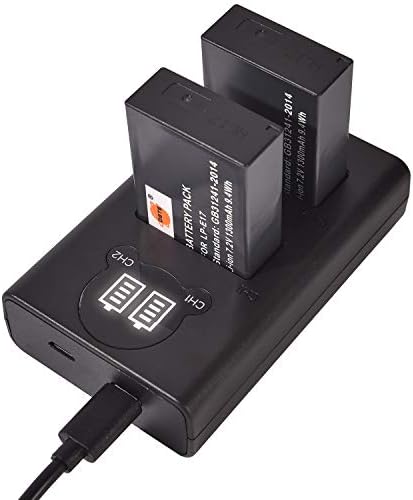 DSTE camera battery bundle retail packaging showcasing product components
