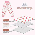 Detailed shot of the ribbed leakproof leg cuffs on the premium imported toddler bedwetting pants.