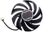 BestParts GPU cooler showing dimensional measurements of the 3.35 inch fan diameter and triangular mounting screw layout.