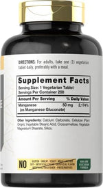 Carlyle Chelated Manganese high potency mineral supplement label