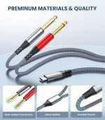 Tisino audio cable showing durable nylon braided texture