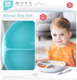 Bumkins silicone suction dish showing microwave safe label