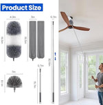 Extra-Long Dusters Kits with Extension Pole, 5 in 1 Cleaning Tools with Extendable Long Handle, Cobweb Duster, Microfiber Dusting Clothes for Gap, High Ceilings and Fans, Blinds, Cars and Furniture - Image 3