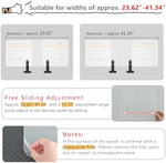 Adjustable width mechanism of the white pet gate panel showing sliding functionality.