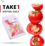 Close up look of premium authentic USA imported Ved Lycopene softgels nutritional label