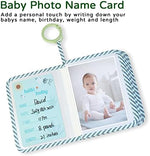 Boczif newborn gift set including blue cloth photo album and milestone cards package