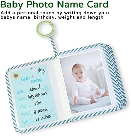 Boczif newborn gift set including blue cloth photo album and milestone cards package