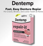 Close-up of instructions for mixing the zinc-free emergency denture crack fixer.