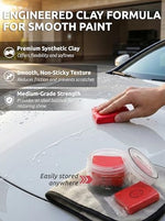 Close up view of the synthetic elastic clay putty material used for removing vehicle paint contamination and road grime