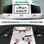 Demonstration of the adhesive strip installation method on a modern bezel-less office monitor.