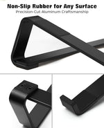 Ventilated desktop notebook holder highlighting open airflow cooling system design.